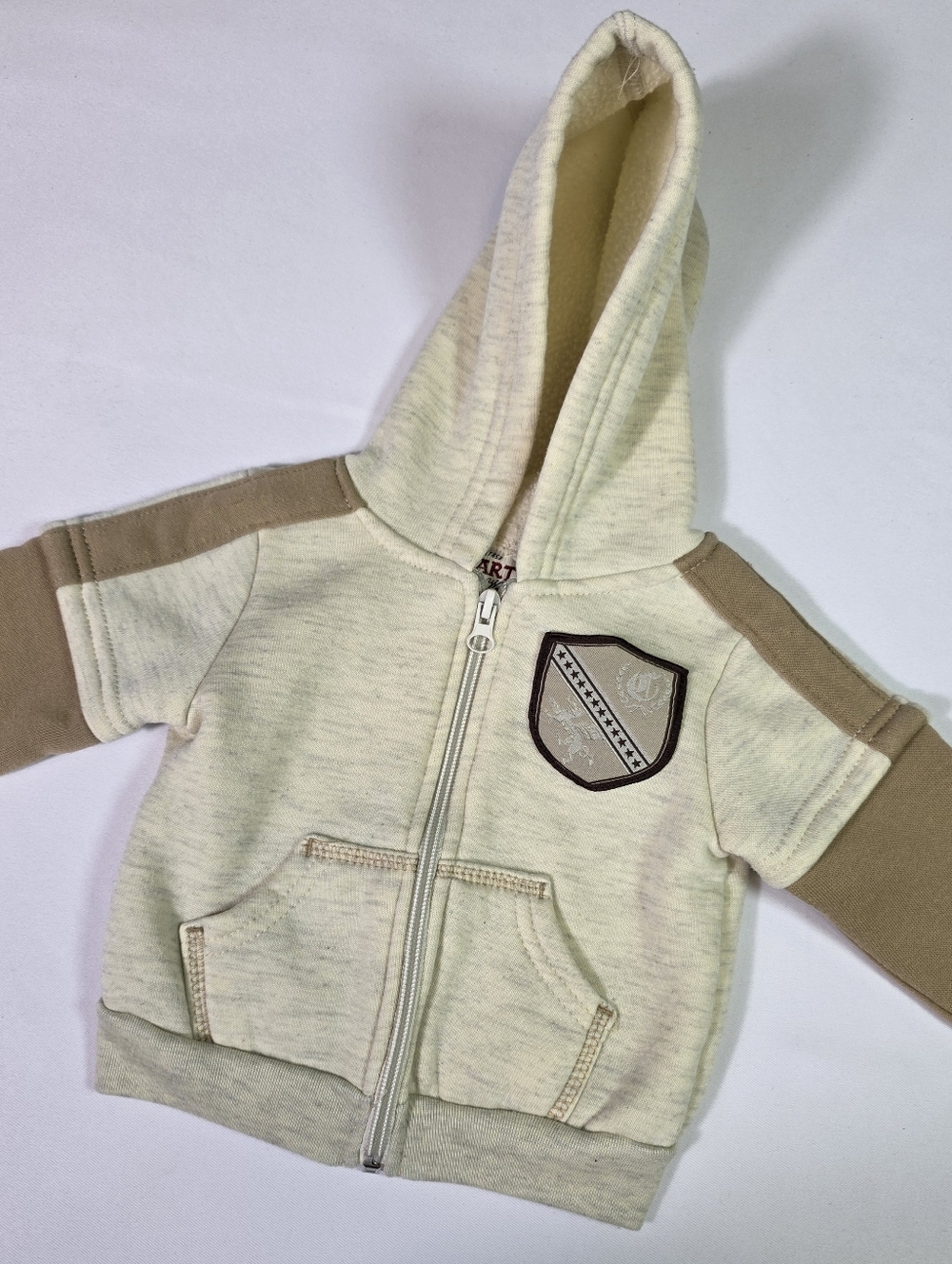 Vintage Carter’s Baby Hoodie Jacket 3-6M Cream Zip Y2K Logo